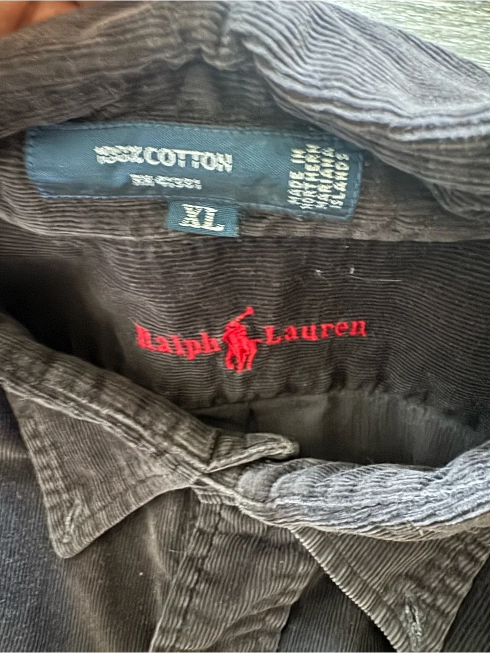 Vtg Ralph Lauren the blaire button down corduroy Shirt with Red Pony sz XL